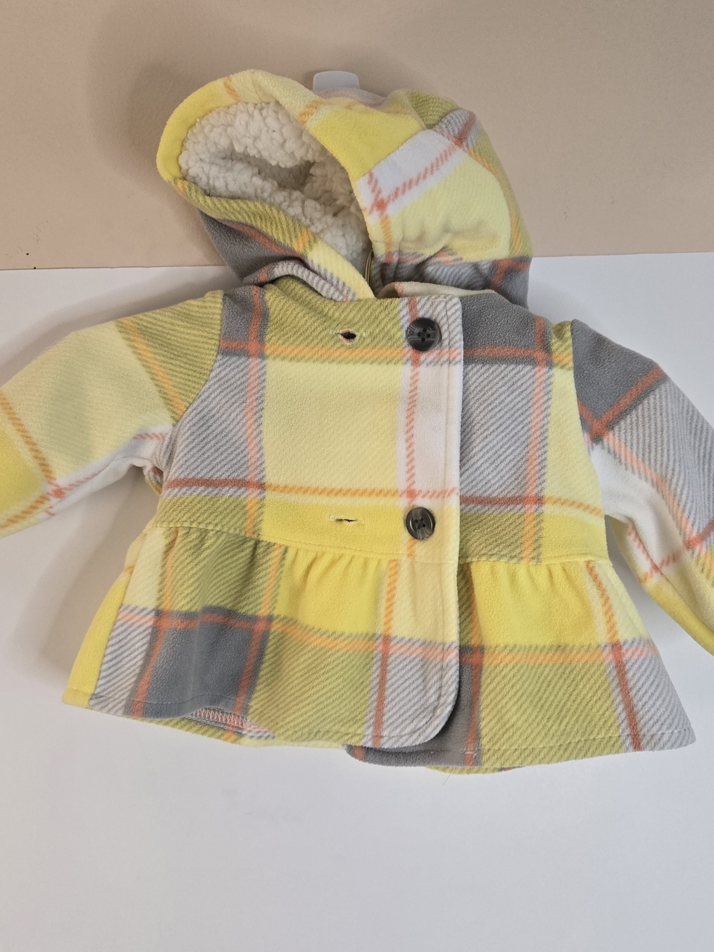 Yellow Plaid Hooded Kids Coat